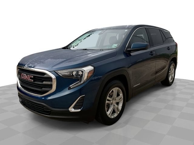 2021 GMC Terrain SLE in Blue Emerald Metallic — front three-quarter view